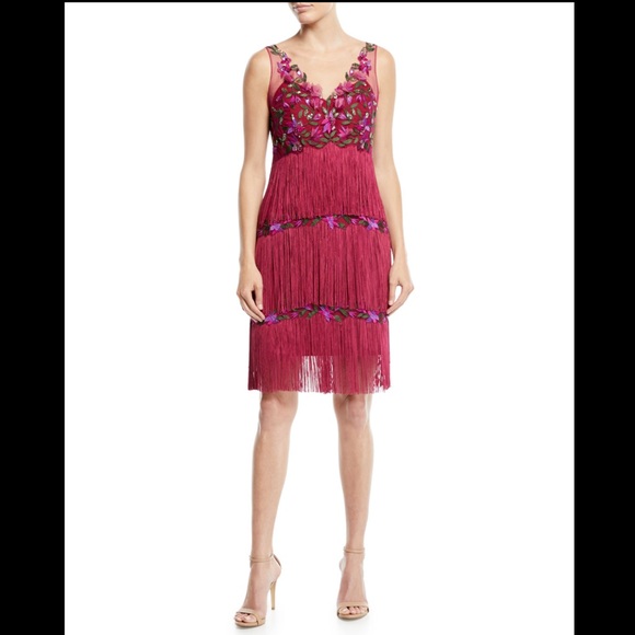 marchesa fringe dress